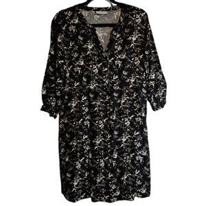 JANINA Dress EU 40 *US 12 Medium Abstract Floral Black White Beaded Neckline